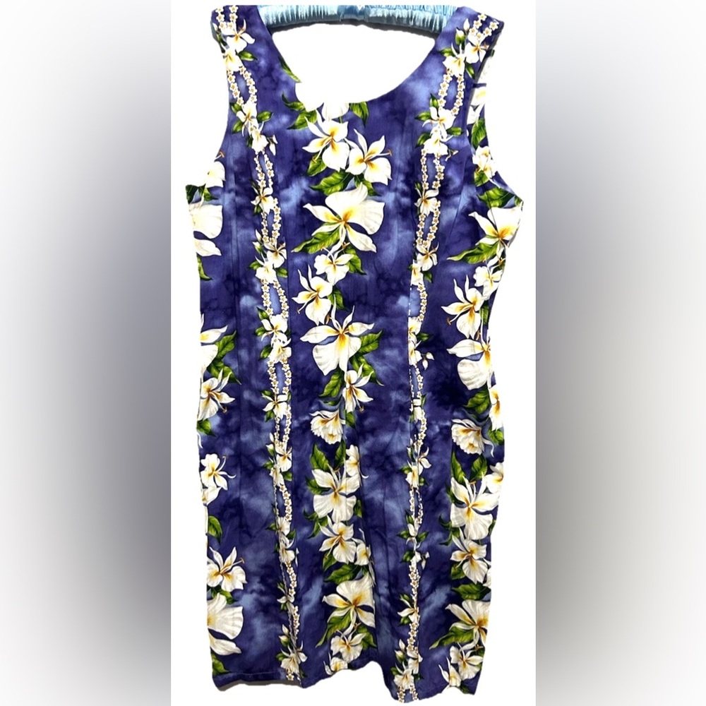 Jade Fashions Dress XL Purple Floral Cotton Vintage Hawaiian Summer Sundress